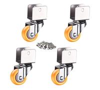 VAYEODEYU Set di rotelle, Ruote con doppio bloccaggio e ruote in nylon da 1,25 pollici, staffa a U da 16-18 mm, carico 60 kg, confezione da 4(Universal,18mm/0.7in)