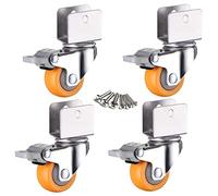 VAYEODEYU Set di rotelle, Ruote con doppio bloccaggio e ruote in nylon da 1,25 pollici, staffa a U da 16-18 mm, carico 60 kg, confezione da 4(Brake,18mm/0.7in)