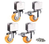VAYEODEYU Set di rotelle, Ruote con doppio bloccaggio e ruote in nylon da 1,25 pollici, staffa a U da 16-18 mm, carico 60 kg, confezione da 4(Brake+universal,18mm/0.7in)