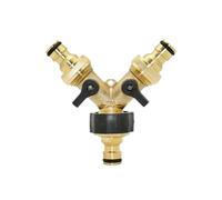 VAYEODEYU Splitter for acqua di rubinetto da giardino a Y a 2 vie femmina in ottone da 3/4" con capezzolo da 16 mm, connettore rapido e(B)