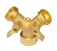 VAYEODEYU Splitter for tubo da giardino in ottone da 3/4" 1-2-4 vie con impugnatura chiusa for rubinetto dell'acqua(2 Way Usa)