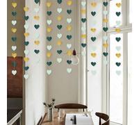 Vayliro 4 ghirlande da 2 m, per matrimoni, ghirlande di carta, ghirlanda da soffitto, decorazione da appendere, a forma di cuore, con brillantini, colore verde oro