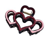 Vayliro Fermagli per capelli francesi antiscivolo, a forma di cuore, per donne e ragazze, 2 pezzi, rosa