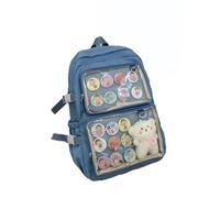 VAZZIC Borsa carina zaino da donna, zaino Kawaii Bookbag Itabag finestra trasparente per spille Cosplay uso quotidiano (colore: blu, dimensioni: 31 x 13 x 43,9 cm), Blu