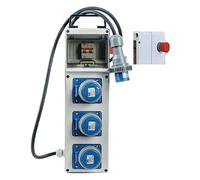 Quadro elettrico 3 PRESE 220V 16A VB serie PL-220-3 con PULSANTE EMERGENZA portatile da cantiere termoplastico CE