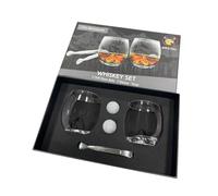 VB VIN BOUQUET FI 1552 SET Premium-Whisky-Set mit Gläsern im Bergdesign 360 ml, 2 Granit-Kühlsteinen, Edelstahlzange, Präsentation in Geschenkbox
