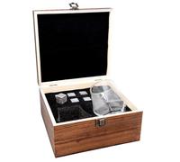 VB VIN BOUQUET Fia 1366 Set Whiskey in scatola di legno, 6 cubi di pietra per raffreddare + 2 tazze di vetro esagonali eleganti, perfetto come regalo