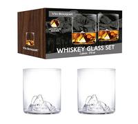 VB VIN BOUQUET FIA 1574 Set 2 Bicchieri Whisky 370 ml Design Montagna, Cristallo Premium, Confezione Regalo