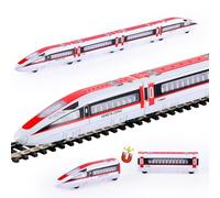 VBACALA 4 Pezzi Treno Bambini Treno Giocattoli Ferroviari,treno Con Collegamento Magnetico Treni Per Binari Di Legno,Locomotiva Con Potenza Di Trazione 2 Locomotive Compatibile Con Vagoni Ferroviari
