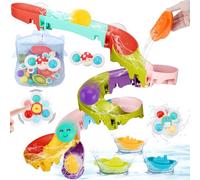 VBACALA 45 Pezzi Set Giochi Bagnetto per Bambini 3-6 Anni, Giocattoli da Bagno con Scivolo d'Acqua e Ventose, Giochi Educativi Acquatici, Giocattoli Sicuri e Divertenti per Neonati