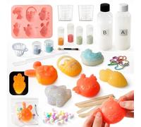 VBACALA 50 PCS Taba Squishy Fluorescente Kit Fai da Te,150ml AB Silicone1:1miscela Creare Due Coniglietti Diversi,Due Pulcini Diversi,Carote,Uova Pasqua Squishy,Regalo Antistress Fai da Te per Bambini