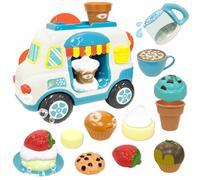 VBACALA Giochi Bagnetto Neonato 18 Pezzi - blu carrello della macchina per le bolle di gelato con Ventose, Accessori per Fare Bolle, Giochi d'acqua per Bambini,Regaloper Bambini 3-6 Anni