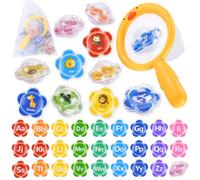 VBACALA Giochi Bagnetto Neonato Con Rete Per Pesci,Giochi vasca da Bagno Bambini con 26 Pezzi Lettere E Animali Modelli per Giochi Bambini Anni 3+