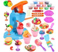 VBACALA Plastilina Giocattoli per Bambini-Creazioni di Cucina Gelateria Impastare Strumenti, Macchina Gelato Giocattolo per Bambini, 34PCS Accessori Plastilina Set, Regalo di Bambino 3 Anni in su