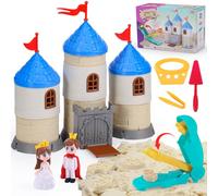 VBACALA Sabbia Magica, Giocattoli per Bambini con 750 g di Sabbia Magica,Strumenti per Costruire Un Castello di Sabbia,Principessa, Principe,Giocattoli di Sabbia,Bambini,Ragazzi,Ragazze, 3,4,5,6 Anni