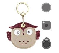 VBANU Graziosa custodia portachiavi in pelle per Apple AirTag, Tile Mate, Galaxy SmartTag, Eufy SmartTrack Link e portachiavi, antigraffio (gufo)
