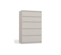 VBChome Cassettiera con 5 cassetti, 70 x 40 x 110 cm, colore cashmere senza impugnatura, cassettiera multiuso per corridoio, camera da letto, soggiorno, cameretta dei bambini, stile moderno