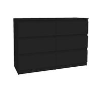 VBChome Cassettiera con 6 cassetti, colore nero opaco, senza manico, in legno, multiuso, per corridoio, camera da letto, soggiorno, cameretta dei bambini, facile da montare, 120 x 39 x 81,5 cm