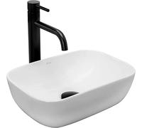 VBChome Lavabo 37 x 26 cm, in ceramica, bianco, rettangolare, piccolo, mini lavabo da appoggio