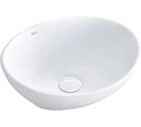 VBChome Lavabo piccolo 34 x 27 x 13 cm, in ceramica, colore bianco, ovale, lavabo, lavandino da appoggio, lavabo da appoggio, lavandino a cascata
