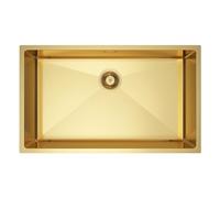 VBChome Lavello da cucina 74 x 44 cm, in acciaio inox, colore oro, senza sgocciolatoio, 1 lavello da incasso, profondità 21 cm, mobiletto minimo 80 cm