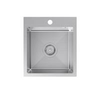 VBChome Lavello da incasso in acciaio inox spazzolato, 40 x 45 cm, con foro per rubinetto, in acciaio inox spazzolato, 40 x 45 cm