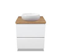 VBChome Linda - Mobile da bagno, 50 cm, colore: bianco, mini lavabo senza foro per rubinetto, 40 x 30 cm, piccolo lavabo con mobiletto per lavabo, 2 cassetti, modulo, moderno