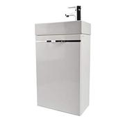 VBChome Mobili da bagno in bianco, 3 in 1, superficie lucida, piccolo bagno per gli ospiti, composto da lavandino e lavabo, mobili da bagno sottili per ospiti
