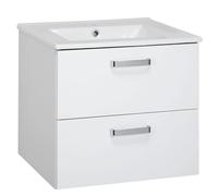 VBChome Set di mobili da bagno 60 cm con lavabo in ceramica e pensile con 2 cassetti, compatto e funzionale per piccoli bagni