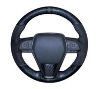 VBCXGV Coprivolante per Auto Cucito a Mano in Pelle Scamosciata Nera Carbone, Accessori per Toyota RAV4 Avalon Camry Crown Corolla