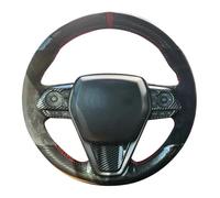 VBCXGV Coprivolante per Auto Cucito a Mano in Pelle Scamosciata Nera Carbone, per Toyota Avalon Camry Crown Corolla 2018-2022 RAV4