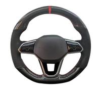 VBCXGV Coprivolante per Auto in Pelle Scamosciata Nera Carbone Cucito a Mano, per Atlas Golf 8 Mk8 Jetta Passat B9 Tiguan Sharan