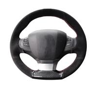 VBCXGV Coprivolante per Auto in Pelle Scamosciata Nera Carbone Cucito a Mano, per Peugeot 308 2014, 2015, 2016, 2017, 2018 e 2019