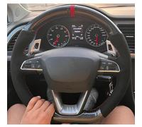 VBCXGV Coprivolante per Auto in Pelle Scamosciata Nera Carbone, per Seat Leon Cupra Leon ST Cupra Leon ST Cupra Ateca Cupra Ateca FR