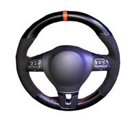 VBCXGV Coprivolante per Auto in Pelle Scamosciata Nera Cucita a Mano, Colore Nero Carbone, per Golf Tiguan Passat B7 Passat CC Touran