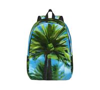 Vbcxza Zaino estivo in tela con stampa di palme, dimensioni medie e piccole, perfetto per escursioni, viaggi e uso quotidiano, Nero , S, Zainetto