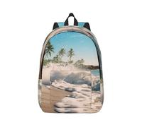 Vbcxza Zaino in tela con stampa di palme oceaniche, dimensioni medie e piccole, perfetto per escursioni, viaggi e uso quotidiano, Nero , S, Zainetto