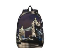 Vbcxza Zaino in tela con stampa Tower Bridge in Londra, dimensioni medie e piccole, perfetto per escursioni, viaggi e uso quotidiano, Nero , S, Zainetto