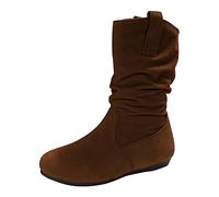 VBEDKDEB Boots - Stivali da donna Mid calf, alla moda, tinta unita, con punta rotonda, con fondo piatto, maniche medie, in gomma, colorati, caffè, 40 EU
