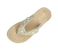 VBEDKDEB infradito da donna con fiori piatti, infradito per vacanze in spiaggia, per le fate, le dita aperte, le espadrilles, Verde menta, 37.5 EU
