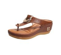 VBEDKDEB infradito da donna, infradito estive, sandali da donna, comodi con suola spessa e morbida zeppa, alla moda, correttivi, sandali da spiaggia, marrone, 36 EU