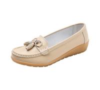 VBEDKDEB Loafer - Mocassini da donna piatti, comodi e piatti, in pelle, da infilare, scarpe, scarpe da guida all'aperto, comodi slip on comfort, piatti, beige., 36 EU