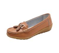VBEDKDEB Loafer - Mocassini da donna piatti, comodi e piatti, in pelle, da infilare, scarpe, scarpe da guida all'aperto, comodi slip on comfort, piatti, marrone, 40.5 EU