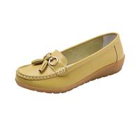 VBEDKDEB Loafer - Mocassini da donna piatti, comodi e piatti, in pelle, da infilare, scarpe, scarpe da guida all'aperto, comodi slip on comfort, piatti, Giallo chiaro, 36 EU