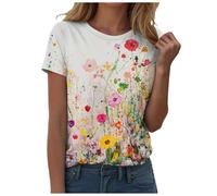 VBEDKDEB Maglietta a maniche corte con scollo rotondo da donna, stampa vintage, casual ed elegante, per tutte le occasioni polo da donna Y2K 2025, rosso, L
