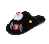 VBEDKDEB Pantofole da donna invernali calde da donna serie Christmas Plush Slippers Winter Toe Covering Warm Slippers Indoor Soft Soled Cotton (traduzione tedesca) Pantofole da donna, Nero , 37.5 EU