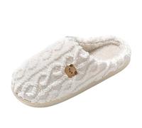 VBEDKDEB Pantofole da donna invernali in morbido peluche con motivo orso, super carine e isolate, senza sforzo per comode notti invernali, lussuose e piatte, in feltro da donna, bianco, 39 EU