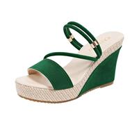 VBEDKDEB Sandali estivi da donna, comodi, con zeppa, con suola spessa, per aumentare la statura, con design Cut Out, comodi sandali da donna estivi, verde, 40 EU