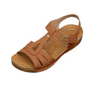 VBEDKDEB Sandali estivi da donna, comodi, da donna, con suola spessa, rinforzanti, cavi, per il tempo libero, alla moda, tinta unita, marrone, 37 EU