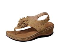 VBEDKDEB Sandali estivi da donna, comodi, da donna, dal design ergonomico, con zeppa, alleviano l'affaticamento dei piedi, comodi e funzionali, sandali romani da donna, marrone, 38.5 EU